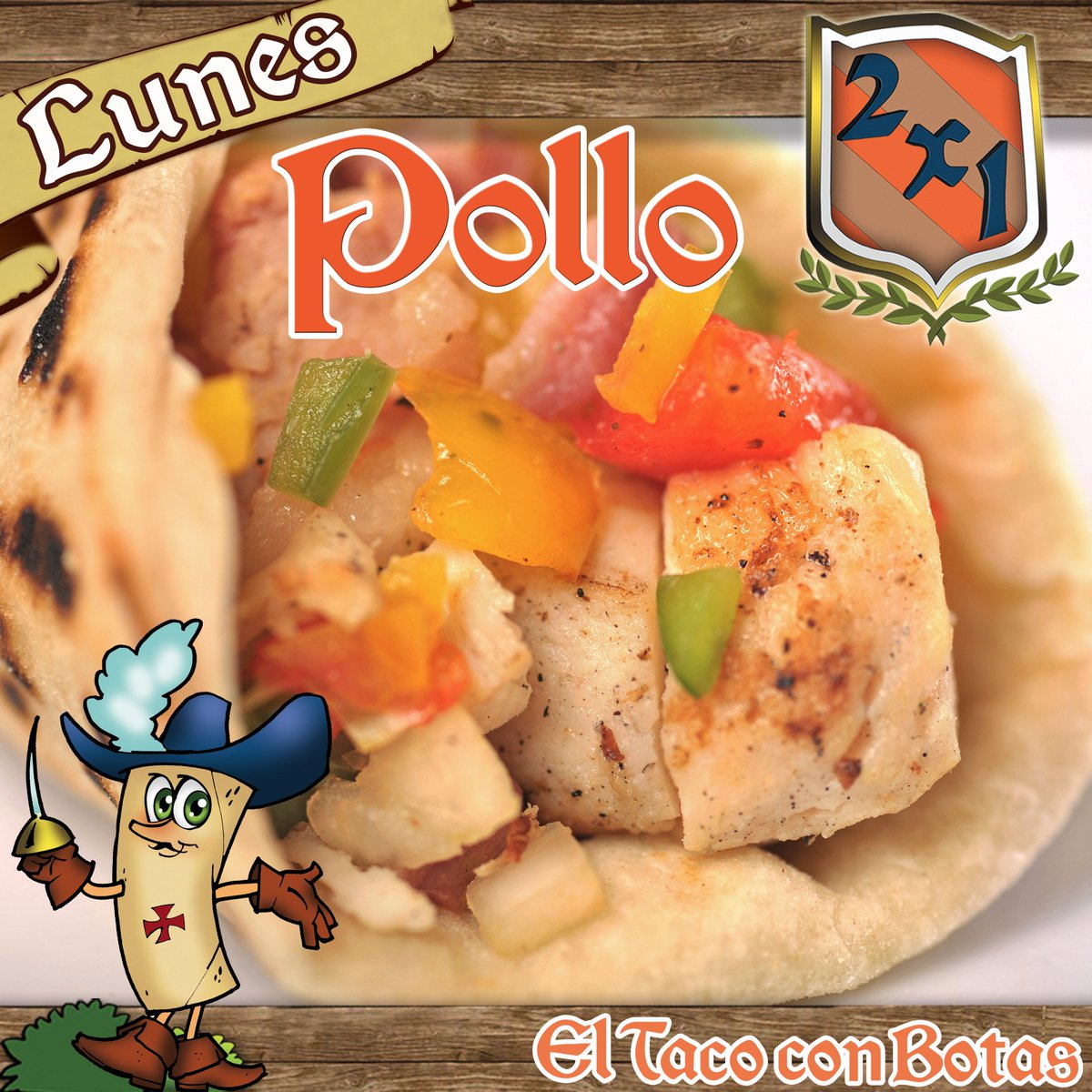 Eltacoconbotas's tweet photo. Disfruta nuestra promoción del día #Pollo2x1 en el mejor lugar #TacoConBotas. https://t.co/K9DVQEm0Fi