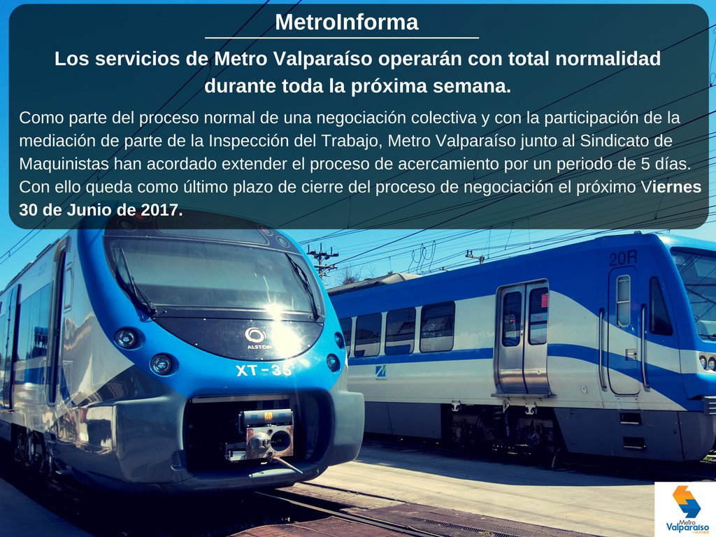 EFEValparaiso's tweet photo. Los servicios de Metro Valparaíso operarán con total normalidad durante toda la semana 😉 #MetroInforma https://t.co/oXbNZm6LF1