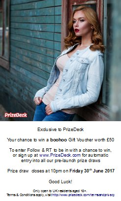 prizedeck's tweet image. Follow &amp;amp; RT for a chance to WIN a £50 #boohoo Gift Voucher!
How will you spend it if you win?
Ends 10PM Fri 30.06.2017.
#fashionblogger