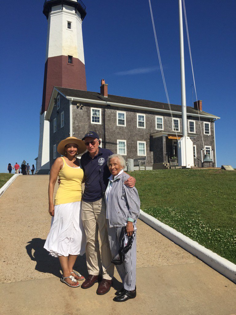 Me, my mom and Montauk Lighthouse historian Henry Osmers, who's interviewed for Lighthouse Faith.
