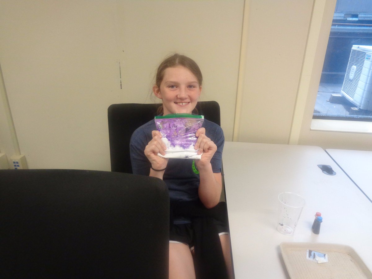 CampSTEM's tweet photo. Borax slime was a success and taught us about chemical reactions #campstem #stem #steam #kitchenchemistry #Science #chemistry https://t.co/oNFxKHLXa1