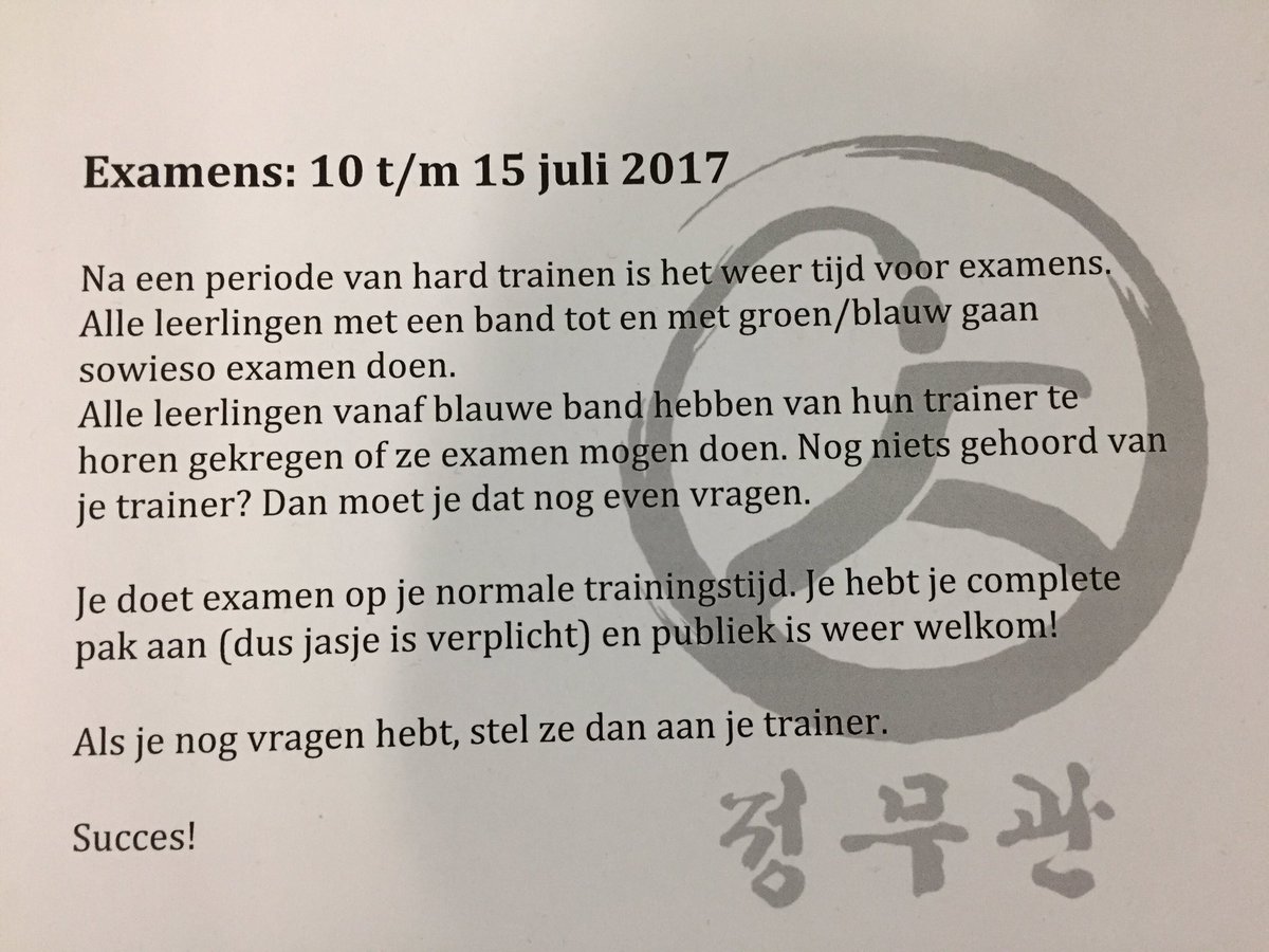 10 t/m 15 juli worden de examens afgenomen.