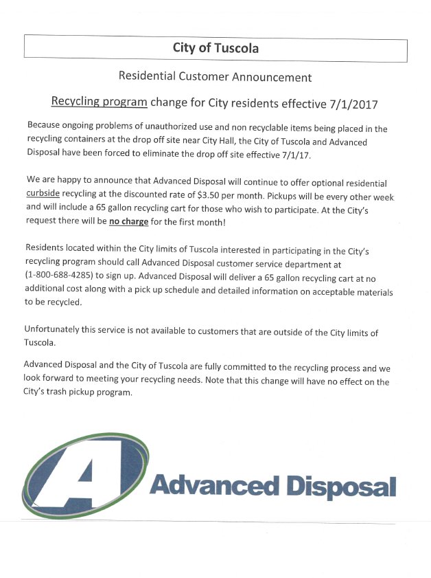 City of Tuscola (cityoftuscola) Twitter