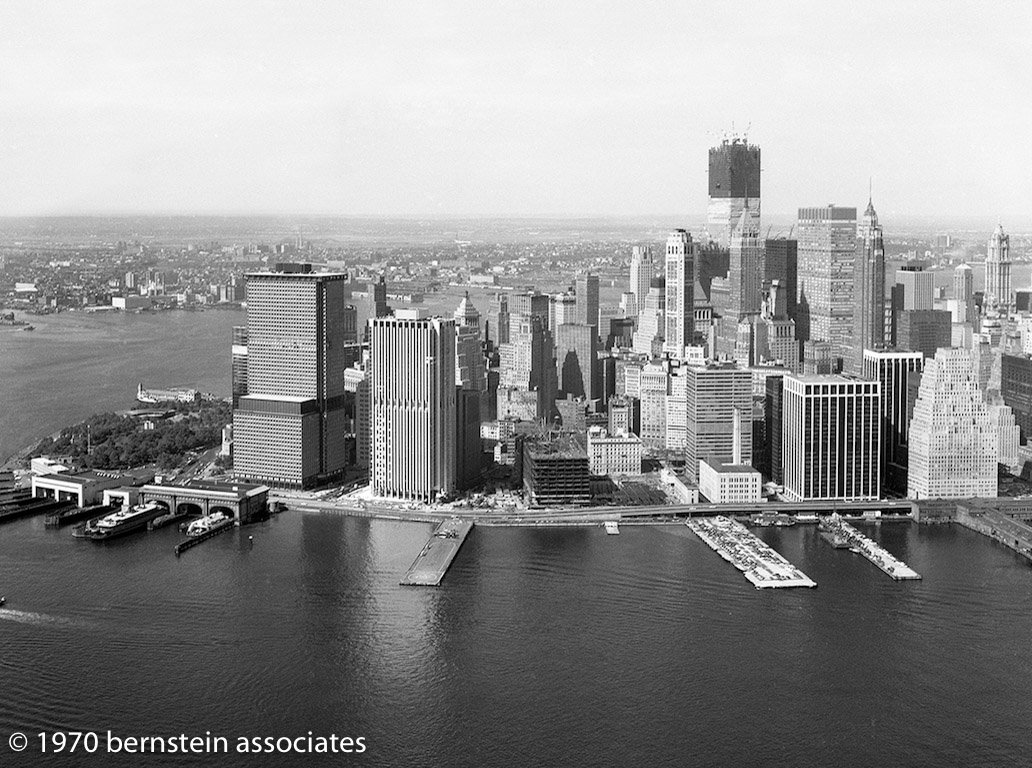 How about an aerial view of Lower #Manhattan 47 years ago. Note the North Tower of #WorldTradeCenter under construction. #bittersweet
