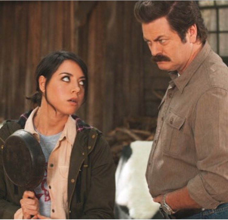 ( Happy birthday to Aubrey Plaza and Nick Offerman!! My two favorite people. Bless you both.) 