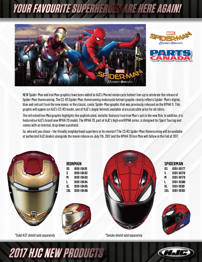 PartsCanada's tweet photo. #NEW @HJCAHelmets #Marvel #SpiderMan #Homecoming Helmet has arrived!
#CSR3 #RPHA70 https://t.co/2tJWvpedHa