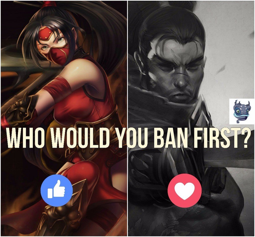 PromoBot4's tweet photo. Who would you ban first?  #yasuo #akali #gaming #flash #leagueoflegends #troll #lux #bans #streamer #streaming #ch… https://t.co/KJSKMgoMGz https://t.co/8UKwhiMWOU