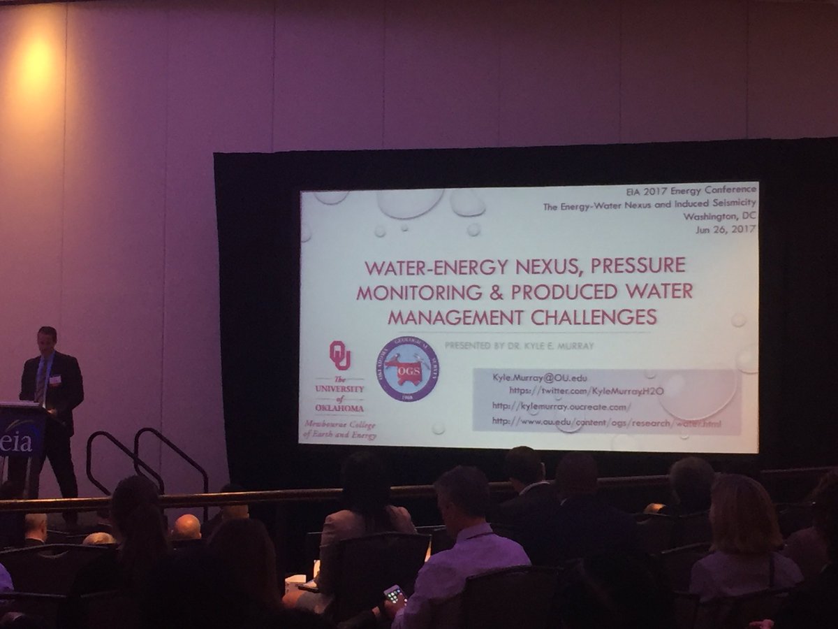 T_Mason_H's tweet photo. @KyleMurrayH2O now speaking on water, earthquakes, and oil &amp; gas production #EIAConf https://t.co/vwAubBOi0K