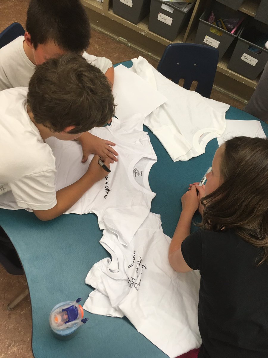 webbjm1's tweet photo. Recording our favorite memories of grade 2 on our t-shirts #ele1 @IREC1 @WCPS72 https://t.co/0zuynep3L8