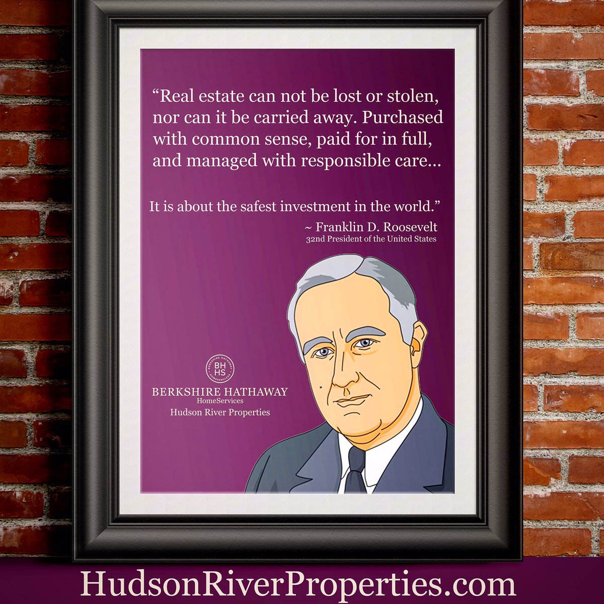 BHHS_Hoboken's tweet photo. "Real Estate... it's about the safest investment in the world." ~  FDR #franklindroosevelt  #investwisely #Hoboken #JerseyCity #njrealestate https://t.co/29VEC10LTs