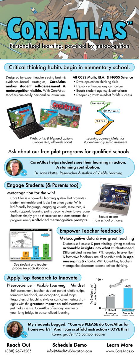 MindMyEdu's tweet photo. Hi Educators! Whether @ #ISTE17 or #notatISTE17, please use #edtech that applies modern day #learning research for Ss & families. #CoreAtlas https://t.co/wZ1HJun5i4