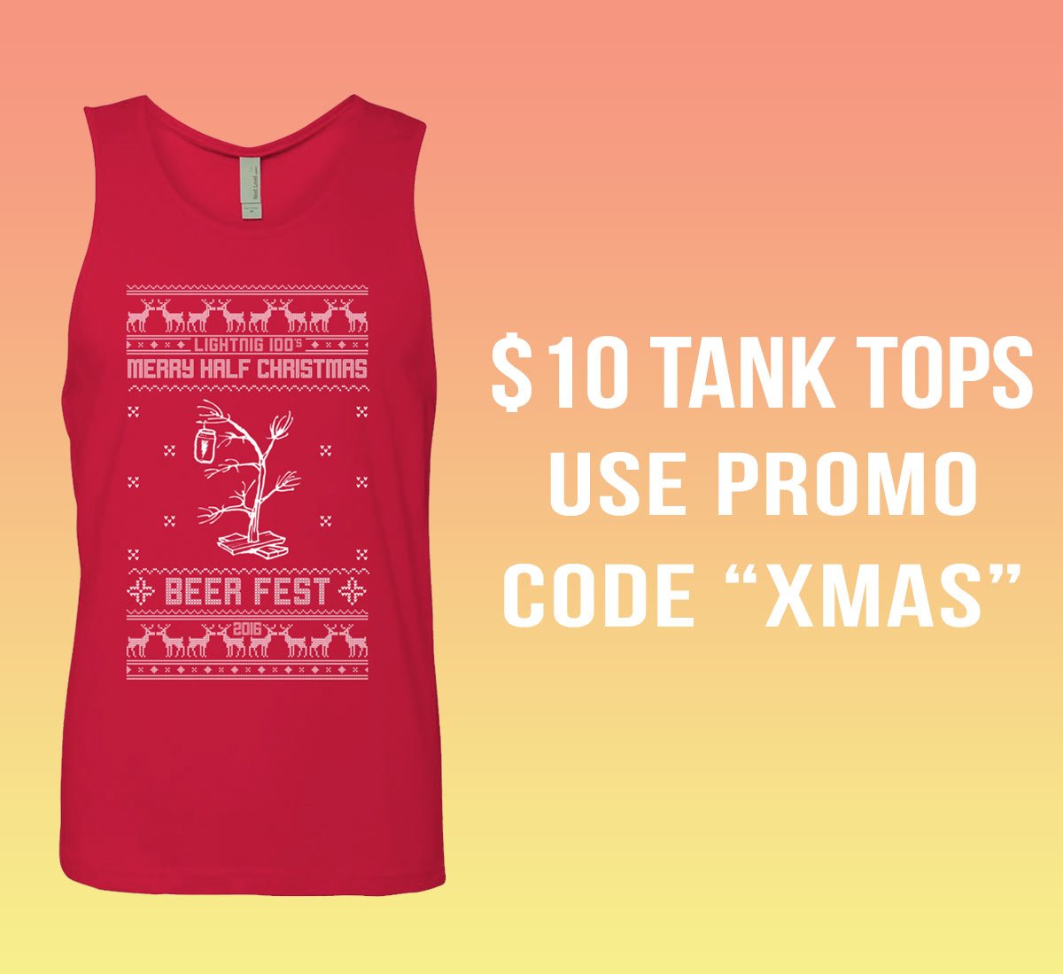 HalfChristmasTN's tweet photo. Need a new outfit for #HalfChristmasBeerFest? Use promo code XMAS for $10 Half Christmas tank tops!
https://t.co/puTFoPI4aZ https://t.co/QrAUBR2B4N