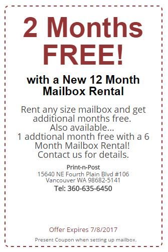 PrintnPostVan's tweet photo. Do you have a home based business? Get a real business address with a #PrivateMailbox! Save now with this #Coupon at Print-n-Post. https://t.co/5B5yms5Xxv