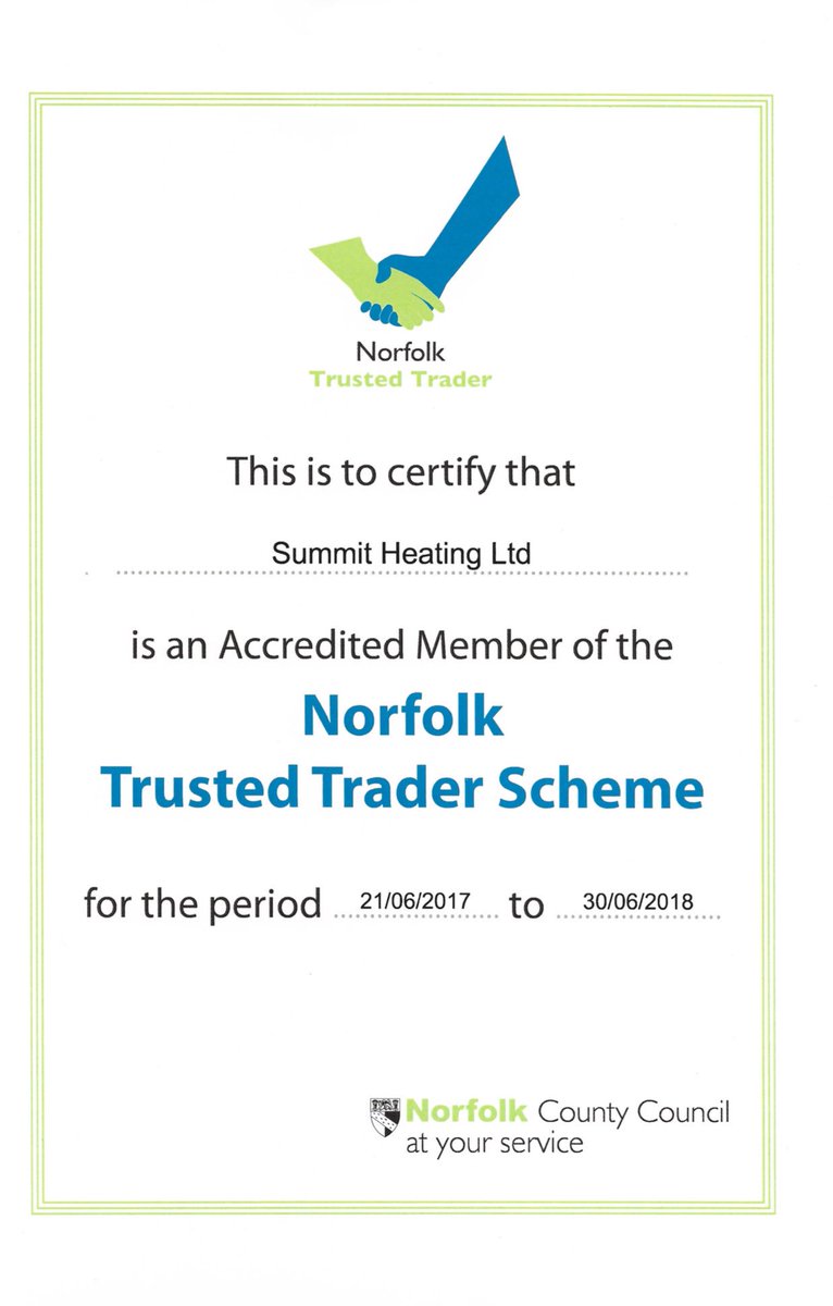 RustYallop's tweet image. Summit Heating Ltd has become a member of the trusted trader scheme, Giving you that extra peace of mind 👍