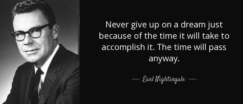 "Never give up on a dream just because of the time it will take to accomplish it. The time will pass anyway."  #MotivationalMonday