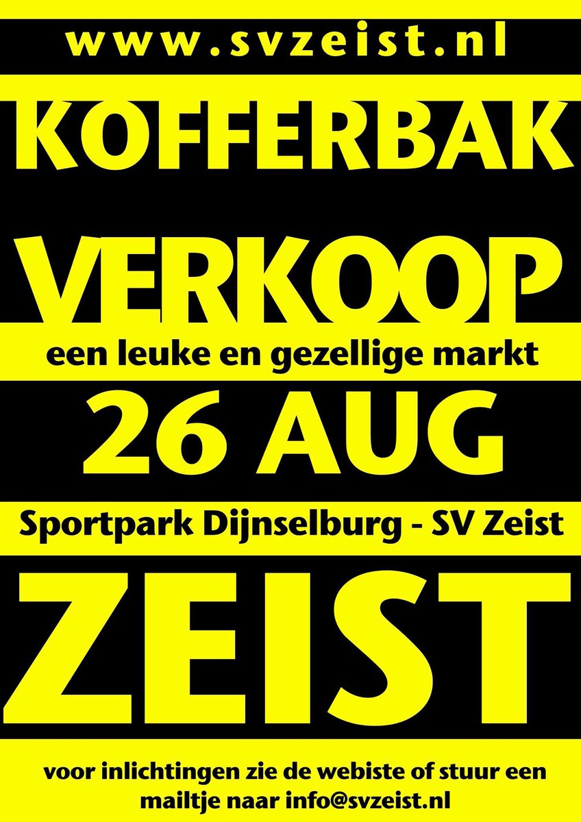 Kofferbakverkoop Zeist #zeist Zaterdag 26 Aug vanaf 10:00 uur