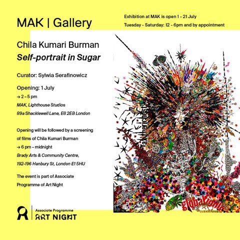 AICA_UK's tweet image. #ChilaKumariBurman: Self-Portrait in Sugar curated by @SSerafinowicz MAK Gallery 1-21 July @chilaburman @ARTNIGHTLDN aicauk.org/2017/06/26/chi…