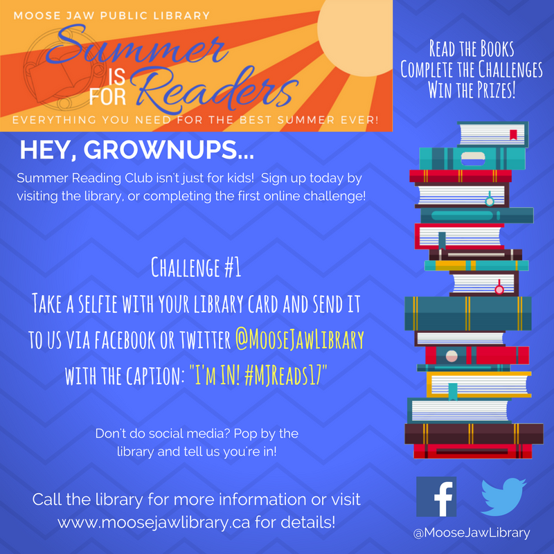Here is your first challenge! Take a selfie with your library card and tweet us back saying 'I'm IN!' #MJReads17