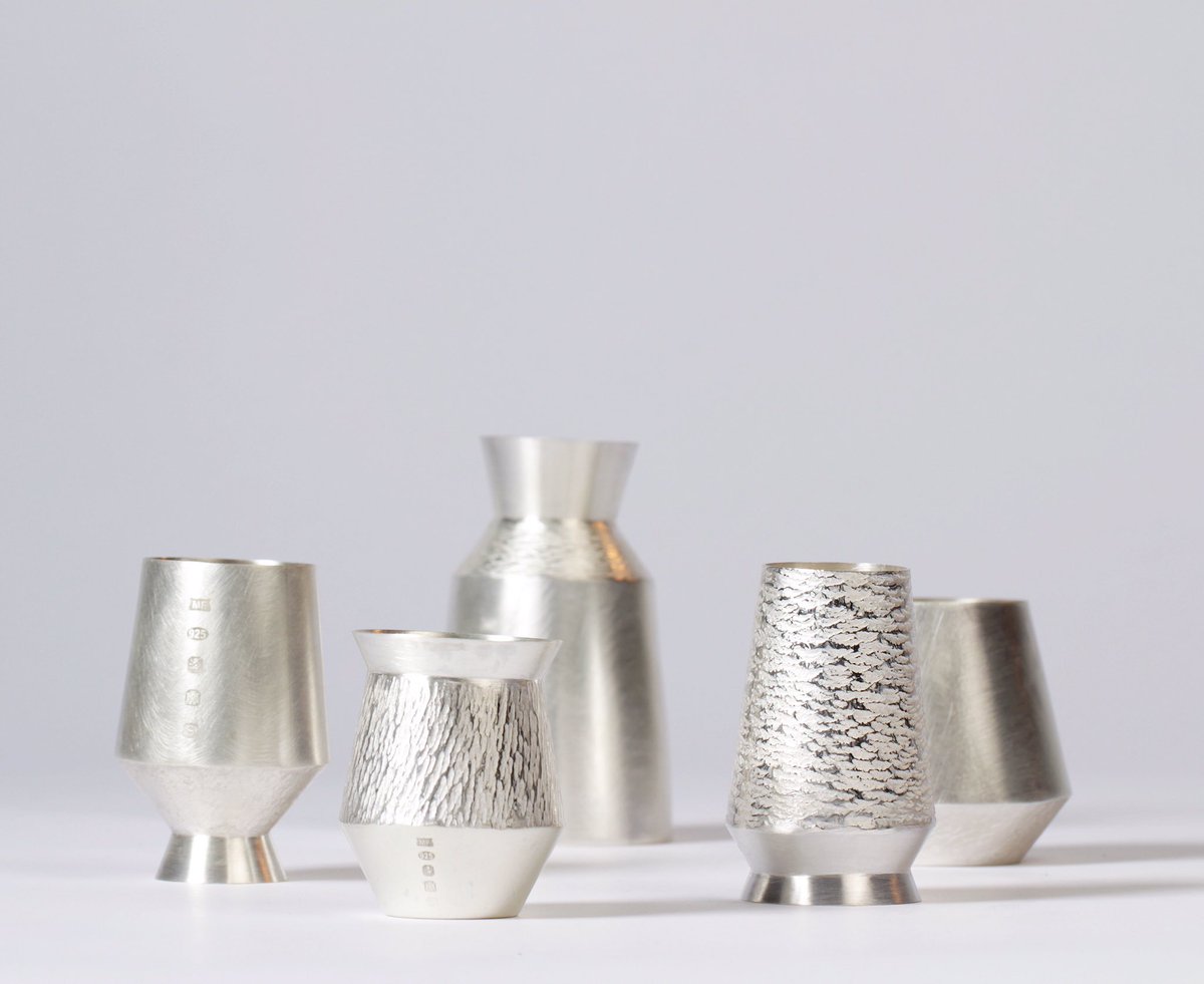 Megan_Falconer's tweet photo. New collection for @NewDesigners  'One Year On' explores new ways my handcrafted hammers can texture and form contemporary silverware. https://t.co/kp7GTG6d9F