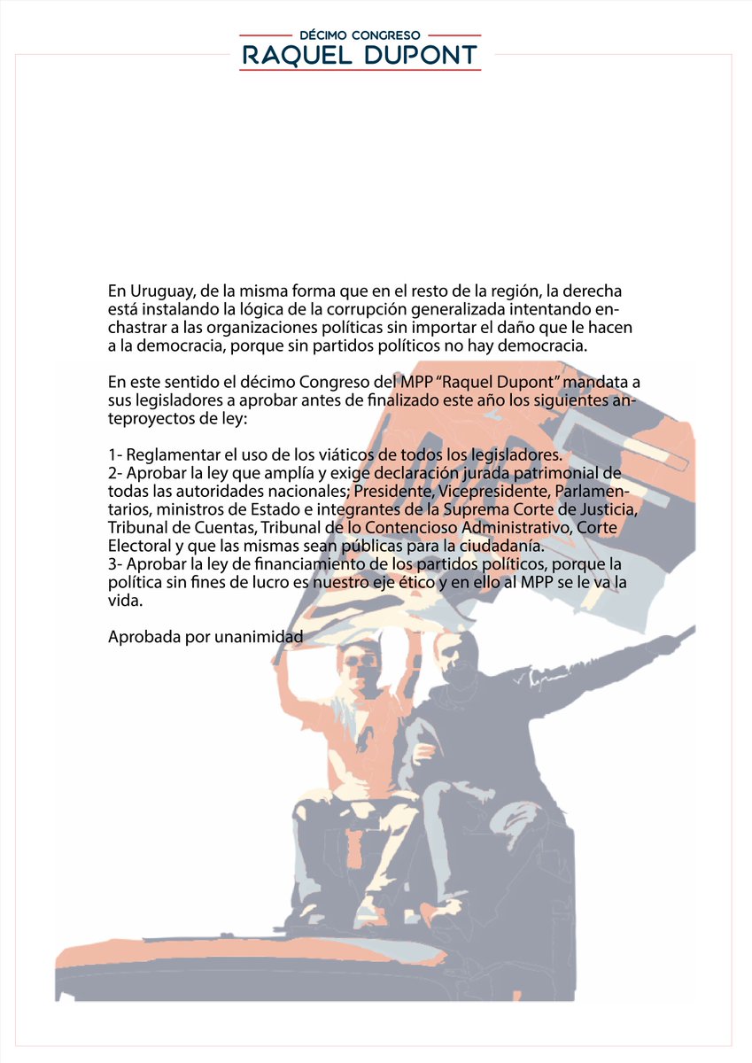 MPP609's tweet photo. Política sin fines de lucro

El #CongresoMPP mandató a sus legisladores aprobar este año un conjunto de leyes en favor de la transparencia https://t.co/PCtSPpqsSP