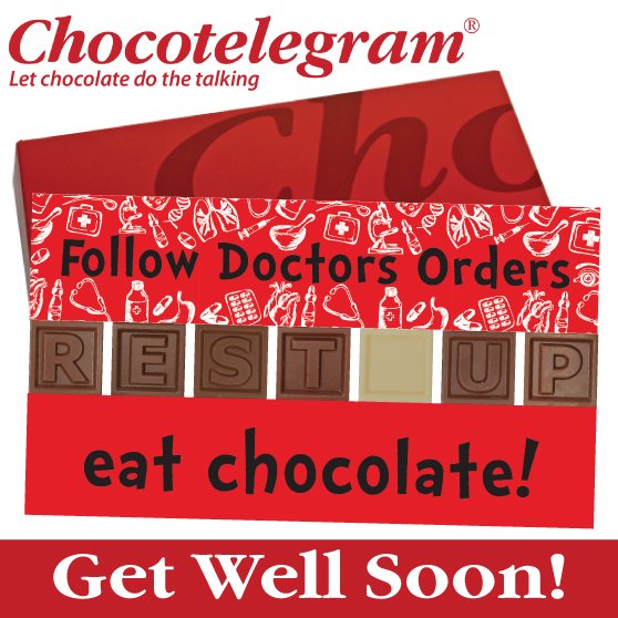ChocotelegramUS's tweet photo. DOCTOR’S ORDERS! Eat lots of chocolate and you’ll feel better in no time!  https://t.co/viy5Trq7ex https://t.co/GD3UjtbZ1y