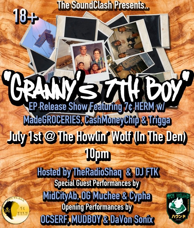 OnPoint_El's tweet photo. Saturday, July 1st @TheSoundCLASH Presents #G7B Release Show w/ @7centHERM @MadeGROCERIES @MidCityAb @CashMoneyChip @ogxmuchee @TheRadioShaq https://t.co/232CqFNdNI