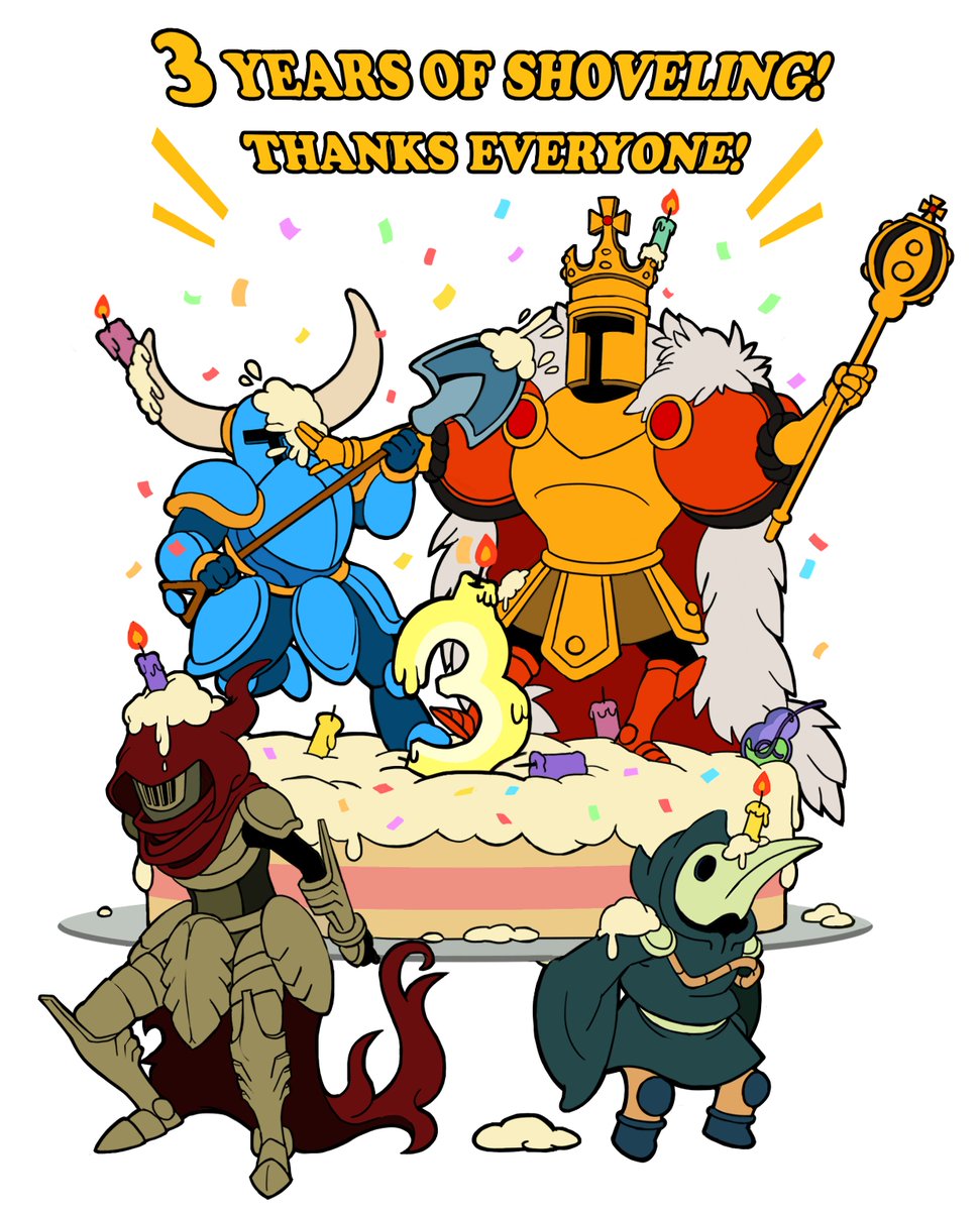 YachtClubGames's tweet photo. Happy Birthday, Shovel Knight!

Here's to three years of fun and the exciting adventures yet to come! https://t.co/OUcRoetB2D