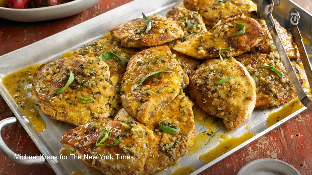 nytimes's tweet photo. An elegant chicken dish that's easy enough for a Monday night dinner https://t.co/p6zODwubp1 https://t.co/0QtoMVcW7z