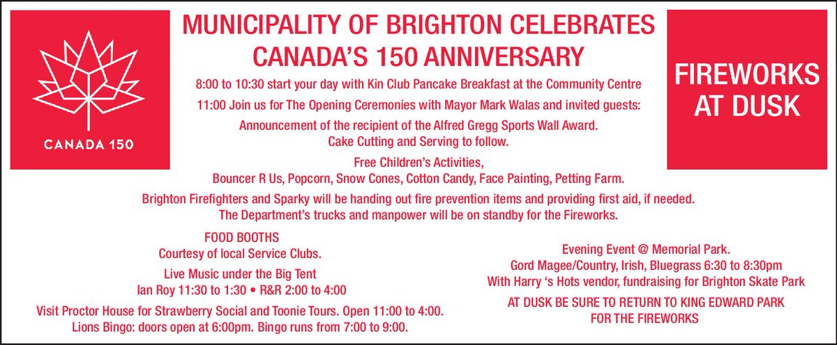 EventsBrighton's tweet photo. #Canada150 celebrations in #Brighton #Ontario #ProctorHouse #PresquilePP #KEP #farmersmarket https://t.co/IKIWkdBBp0