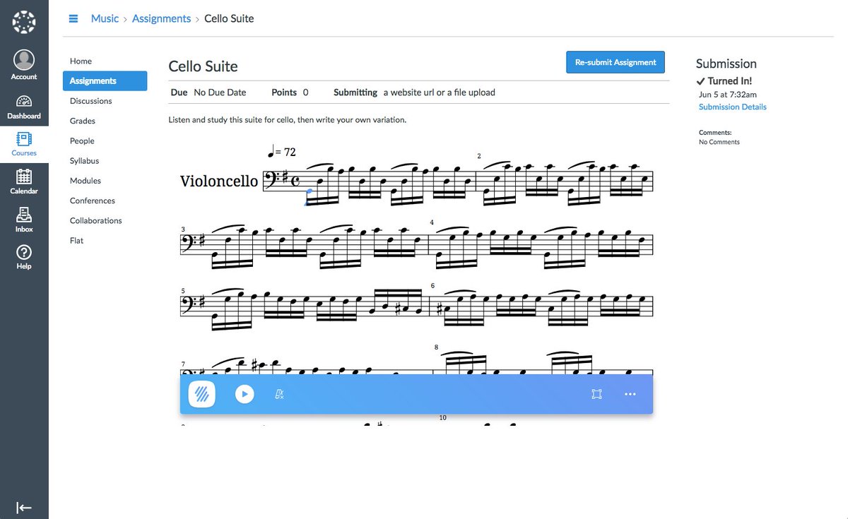 flat_io's tweet photo. New amazing integration with @CanvasLMS: Embed, Music theory &amp; Composition Assignments. Try it at #ISTE17 booth 3428 https://t.co/aVP1KAKFil https://t.co/nkr4GUeuaG