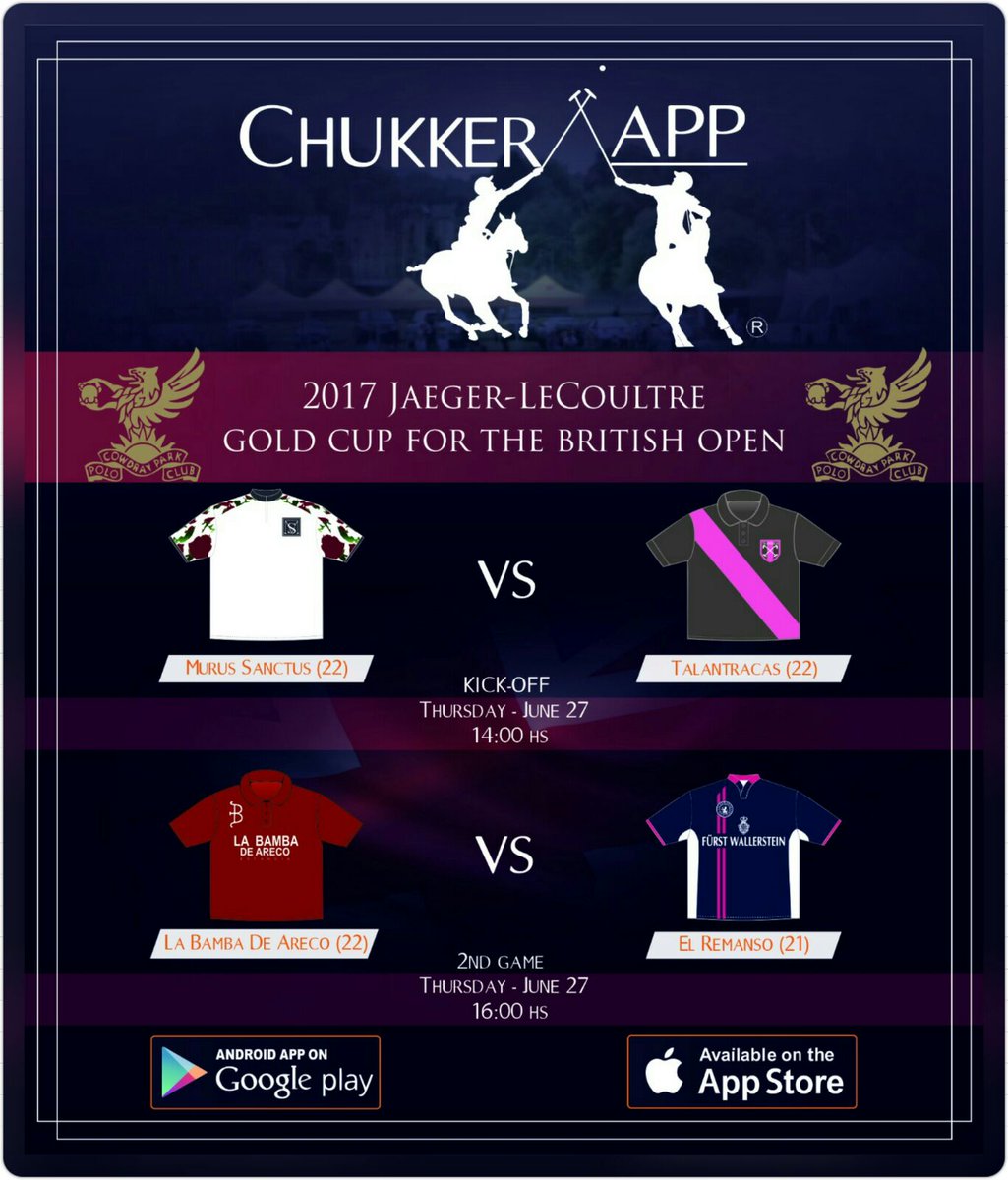 ChukkerApp's tweet photo. #thursday27 #openingday 2017 #jaegerlecoultregoldcup
@cowdraypolo @jaegerlecoultre
Two exciting #pologames
Follow both with @chukkerapp https://t.co/BxEDKcy7yD