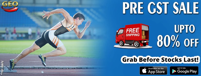 sportsgeo1's tweet photo. @sportsgeo1 #PreGSTSale Upto 80% Off. Free Shipping. Grab before Stocks last! Visit https://t.co/pWGeu79d5r & Shop Now! https://t.co/EjvxBiJuly