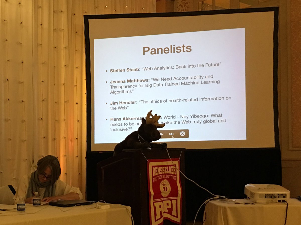DameWendyDBE's tweet image. #WebSci17 AI #moose chairs the Panel on The Ethics of Doing Web Science @jahendler