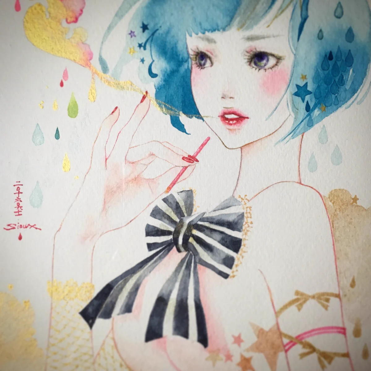sioux🫧水彩美人画・イラストレーター on X: 