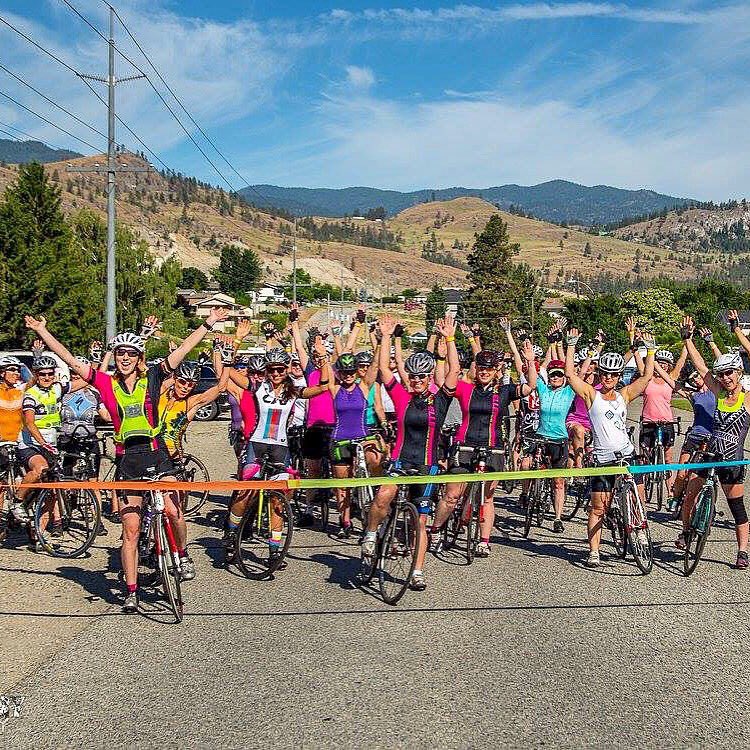 Over 50 women at the start line of the Black Sage Women's Road Ride yesterday. Hosted by X Elle Women's Cycling!