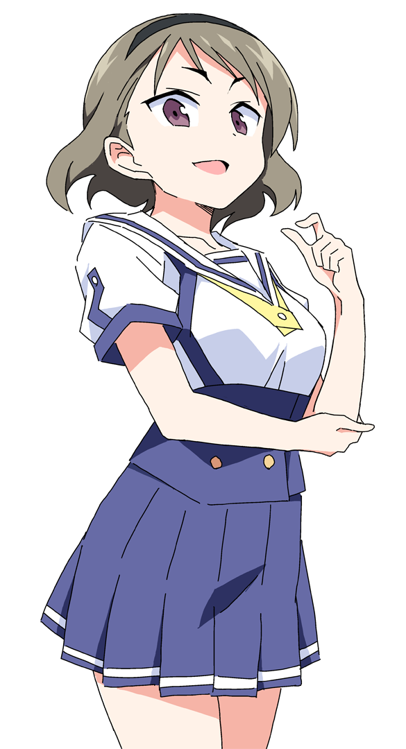 1girl solo skirt school uniform hairband white background short hair  illustration images