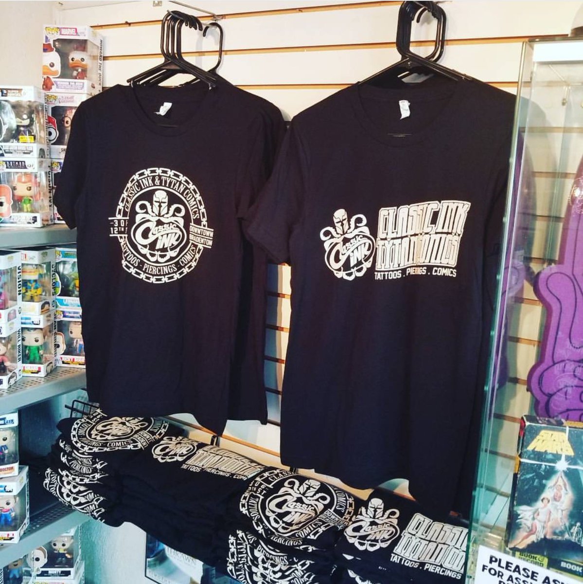 CLOTHESLINETEES's tweet photo. New shirts we printed for the dudes at #ClassicInkTattoo ☠ https://t.co/z7momcidhU