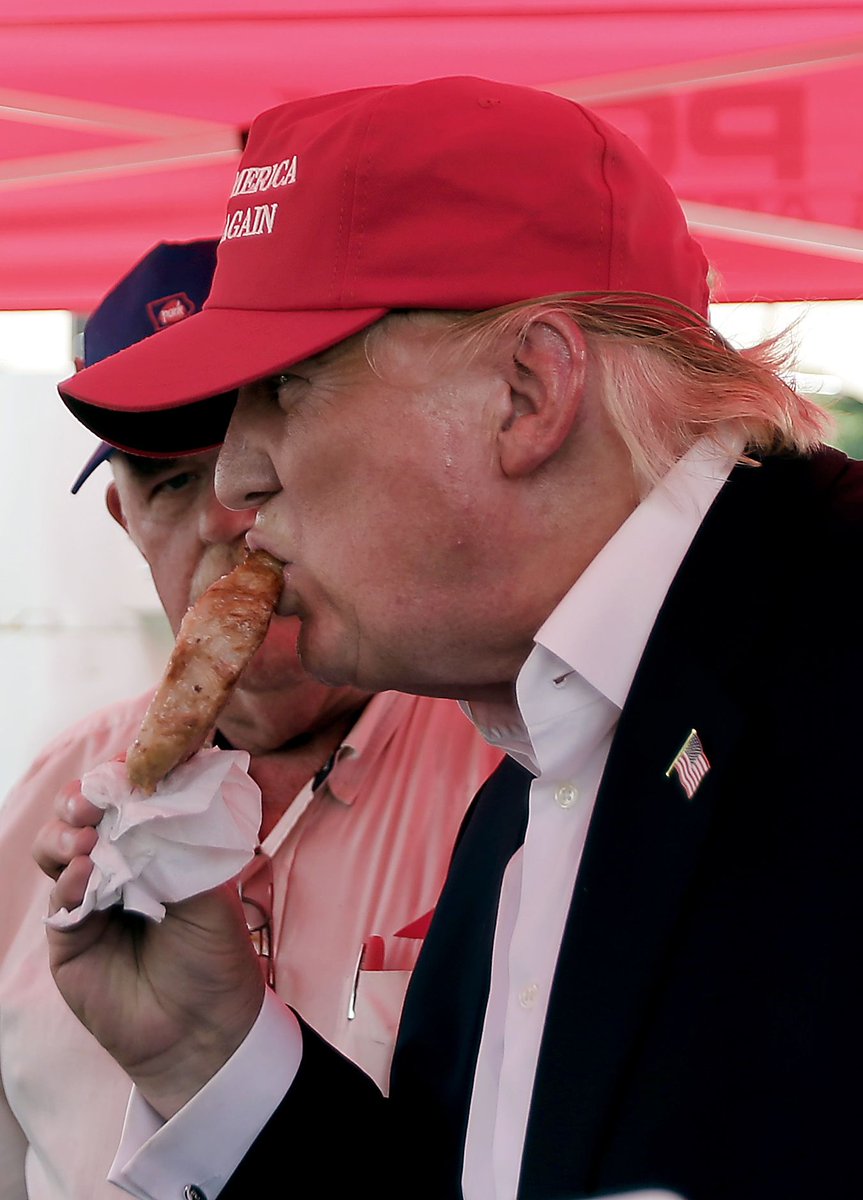 TrumpyGame's tweet image. I dont know what a #CBOSCORE is, but damn this pork tastes good! #MuslimBan eating it, so not American! Play @TrumpyGame as me &amp;amp; Kellyanne 😜