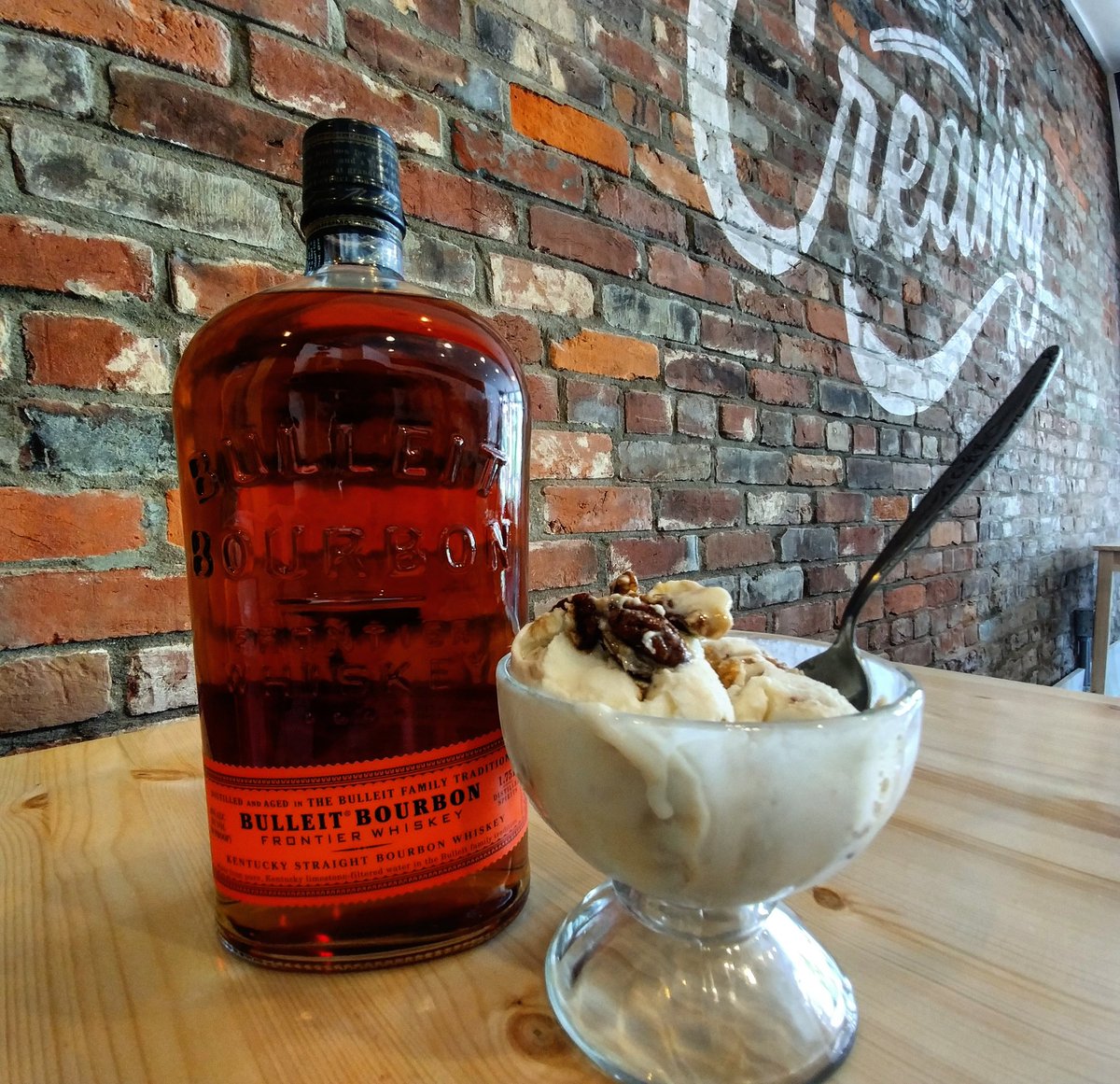 Bourbon Smoked Pecan: <a href="/bulleit/">Bulleit</a> bourbon ice cream with candied, smoked pecans. Get it at the scoop shop Wednesday.