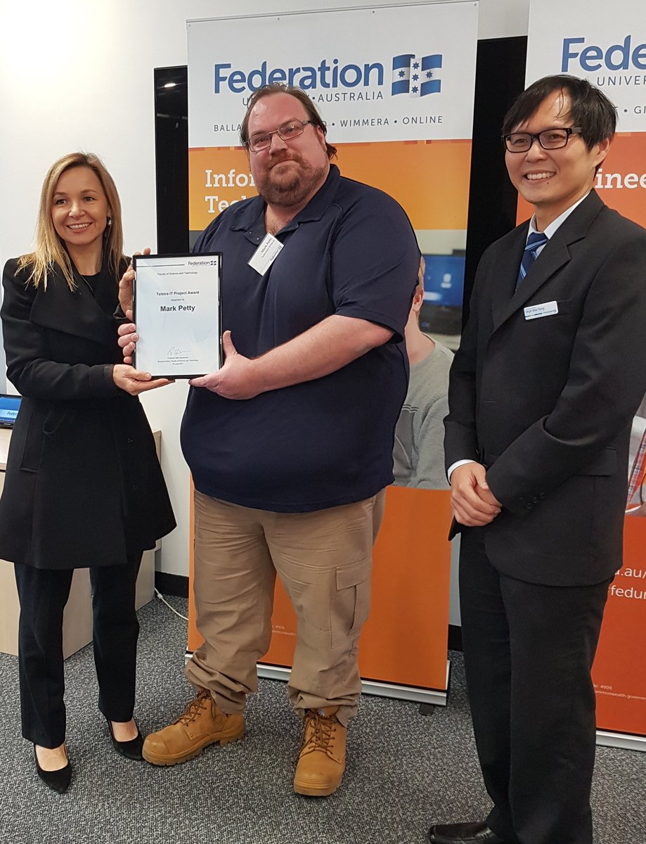 <a href="/FedUniGippsland/">FedUni Gippsland</a> Faculty of Science and Technology Awards. Presenting the Telstra IT Project Award Winner congrats Mark Petty.