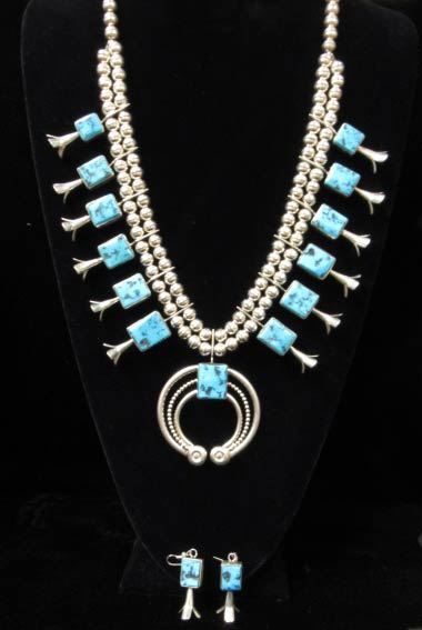 NativePawn's tweet image. #SilverJewelry #SquashBlossom #sterlingsilver #Necklace with #earrings #Turquoise #SouthWestern #Jewelry #ShoNow on 📿goo.gl/14EwpX