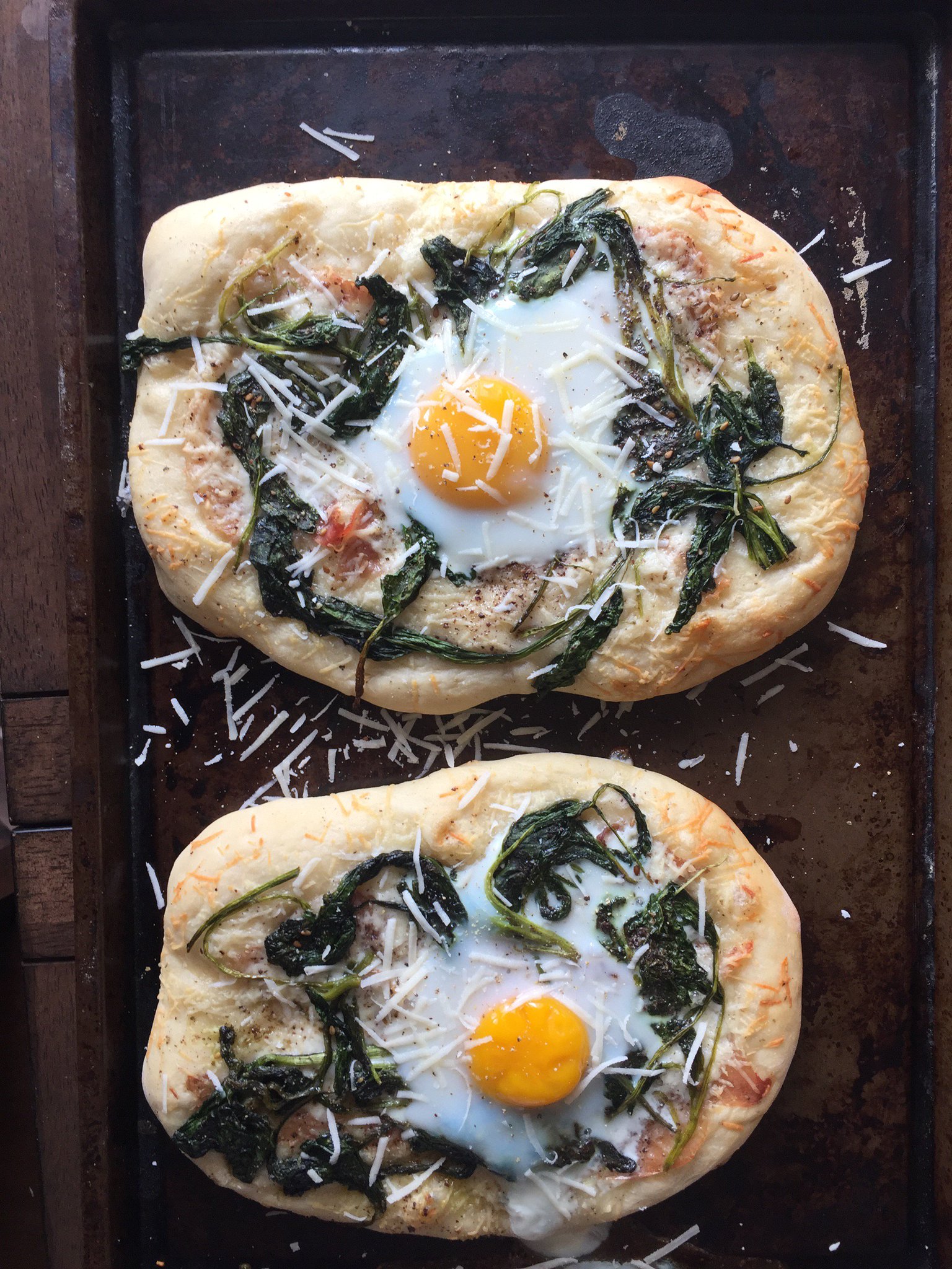 John Porten on Twitter "Spinach and egg pizza with pecorino and sumac