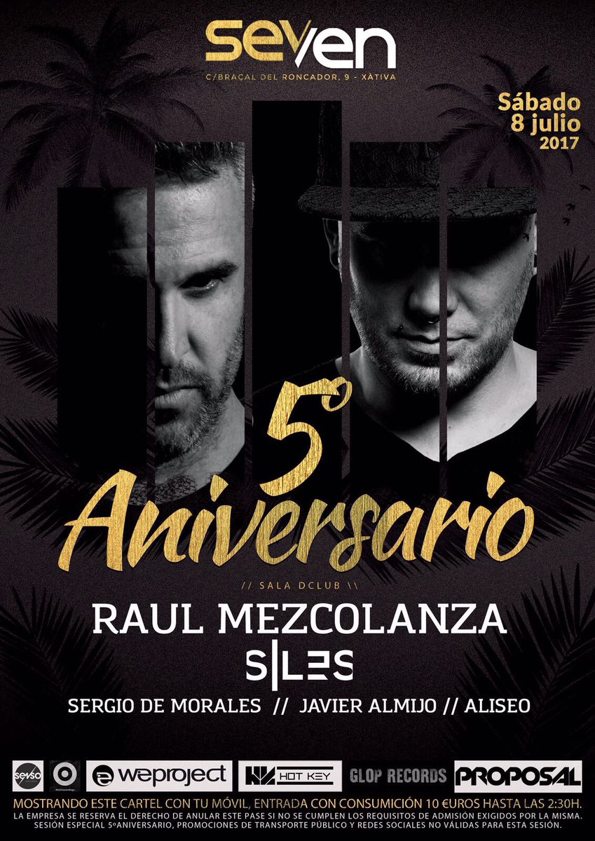 Sáb/8 #5ANIVERSARIO <a href="/sevenxativa/">kiok Xàtiva</a> con <a href="/RaulMezcolanza/">Raul Mezcolanza</a> &amp; SILES en #SalaDClub #techno #technomusic #groove #tech