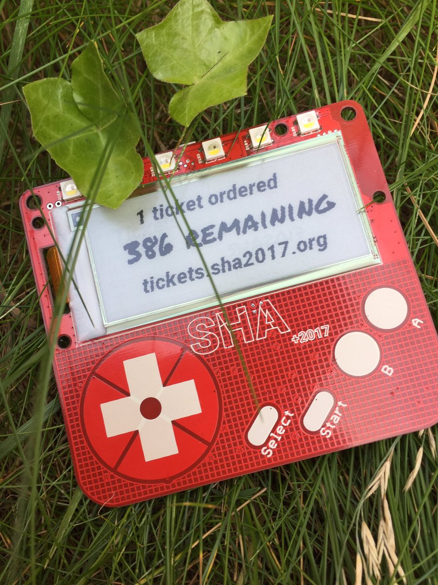 BadgeteamNL's tweet photo. Good morning! I love this number: #386 tickets left for @SHA2017Camp #awesomeprocessor #esp32 https://t.co/eRwnVA34Te