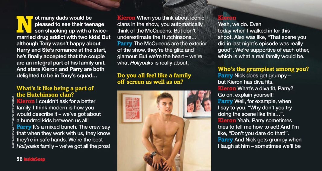 TeamStarryx's tweet photo. Kieron and Parry interview for Inside soap 😁 https://t.co/7DxycBMudV