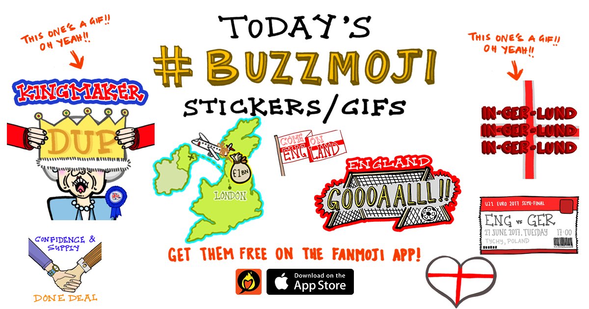 #ToryDUPdeal &amp; #englandu21s against Germany are featured in today's #Buzzmoji bonanza.
Get them free here: apple.co/2qq16WV
#ENGvGER