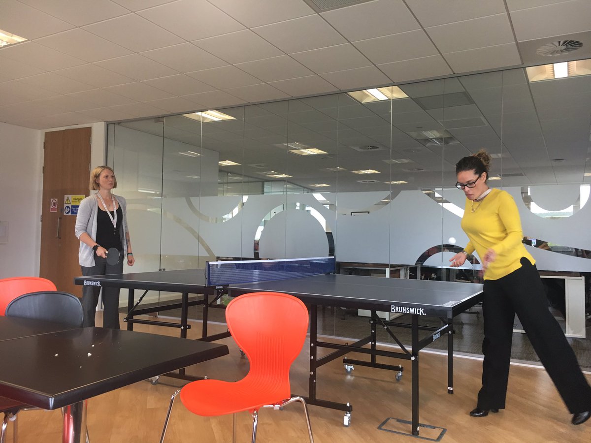 CatrinPeej's tweet photo. Who will win in today's lunch time ping pong game? @Jennygee79 @Circleit New #pingpong table! #teamcircleit https://t.co/XGwTiCY7Ck