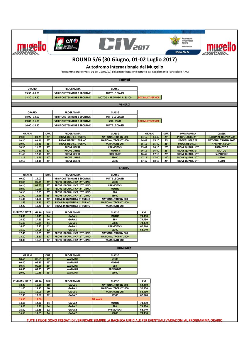 Team3570MTA's tweet photo. Programma #elfCIV17 Round 5-6 @MugelloCircuit https://t.co/J7KMTva4io