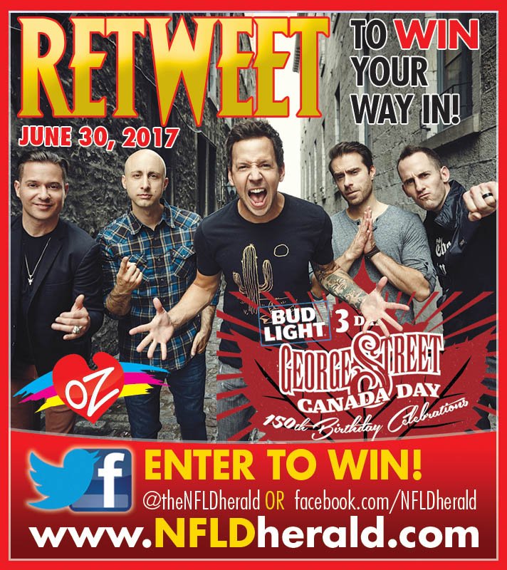 TheNfldHerald's tweet photo. CONTEST ALERT! Win tickets to @simpleplan on @GeorgeStLive this Friday! RT2Win! Winner drawn before Friday! #HeraldContests https://t.co/fNOxFMU8DK