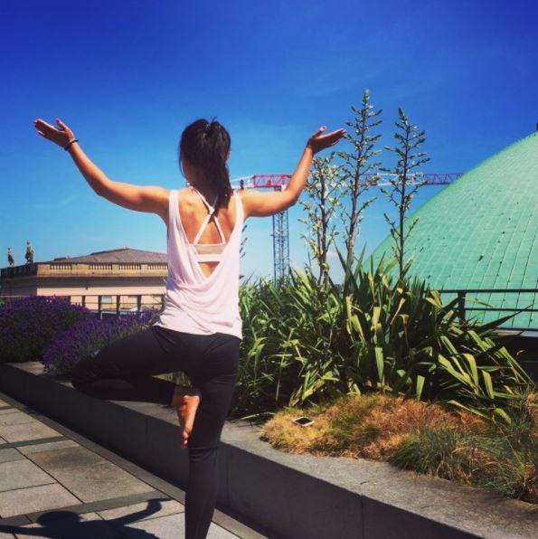RF_HotelDeRome's tweet photo. Namaste! #Yoga on our #RooftopTerrace last Sunday. Beautiful shot by Nicola Erdmann https://t.co/mivAw8bwBv #beforte #roccofortehotels https://t.co/GDSIcpH05v